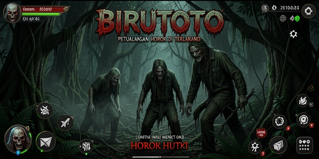 Antarmuka BIRUTOTO di hutan angker, menampilkan suasana mencekam.