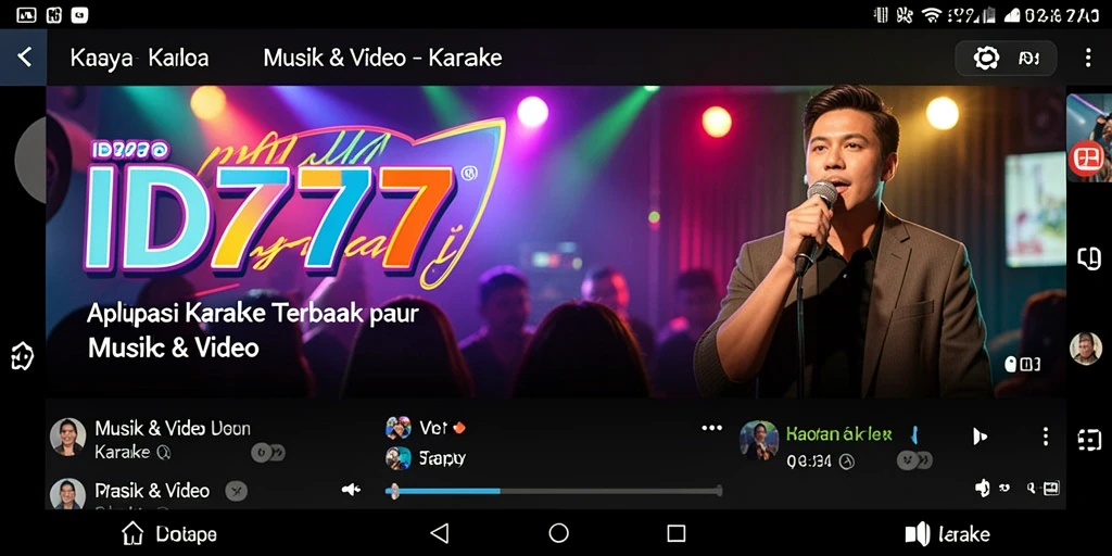 Antarmuka ID777 menampilkan fitur Karaoke yang menarik dan mudah digunakan.