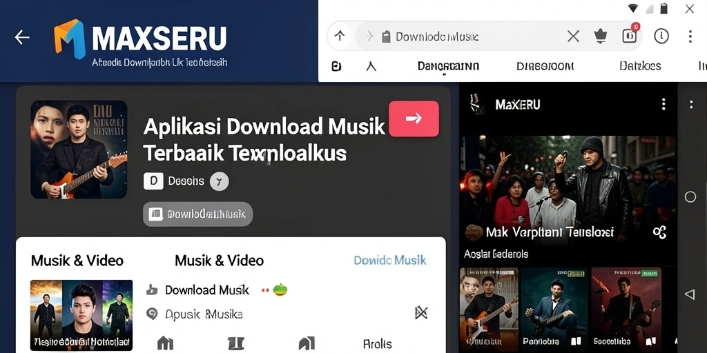 Tampilan antarmuka MAXSERU yang menarik dan mudah digunakan untuk Download Musik.