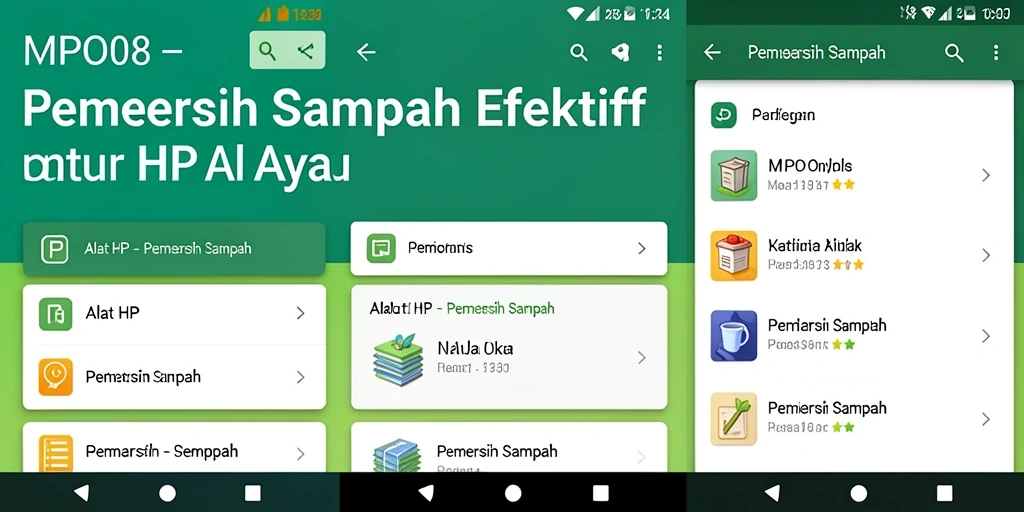 Tampilan antarmuka utama MPO08 yang menampilkan fungsi Pembersih Sampah.