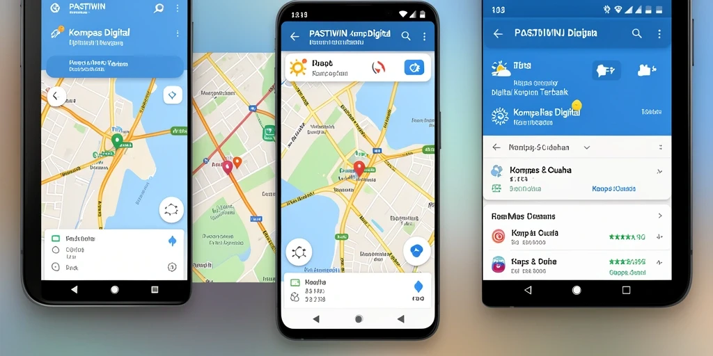 Antarmuka PASTIWIN menampilkan kompas digital yang akurat dan peta interaktif.