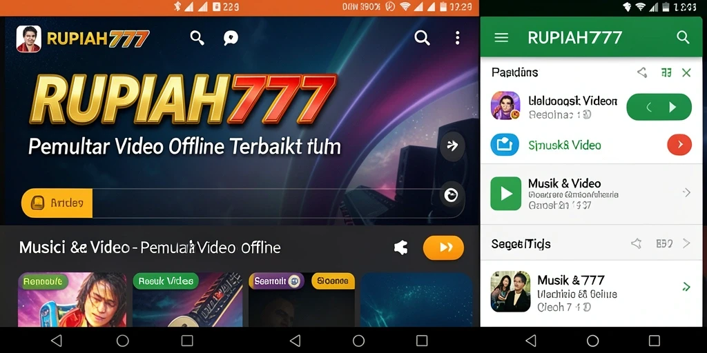 Antarmuka sederhana RUPIAH777 dalam memutar video offline.